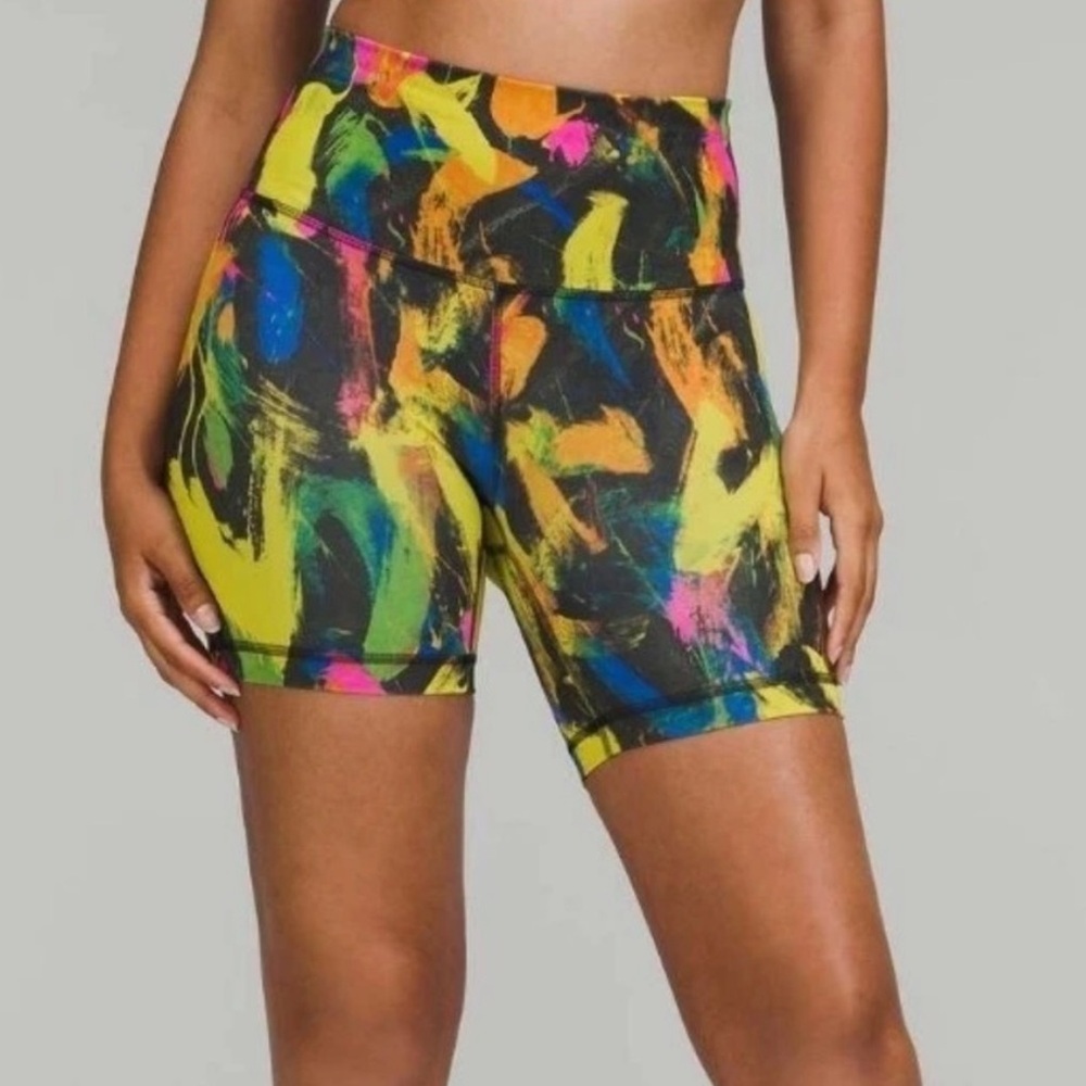 Lululemon Biker Shorts Colorful Wunder Train Contour Fit High-Rise Short 4